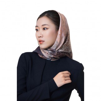 Khăn lụa vuông Ngọc hoa mẫu hổ phách trầm 100*100 cm